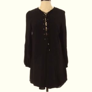 Boutique Black Swan Mini long-sleeve laceup dress/shirt